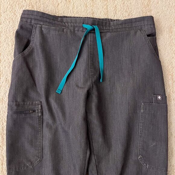 Figs Womens Small Yola Skinny Scrub Drawstring Scrubs Technical Gray Teal Cords - Picture 3 of 14